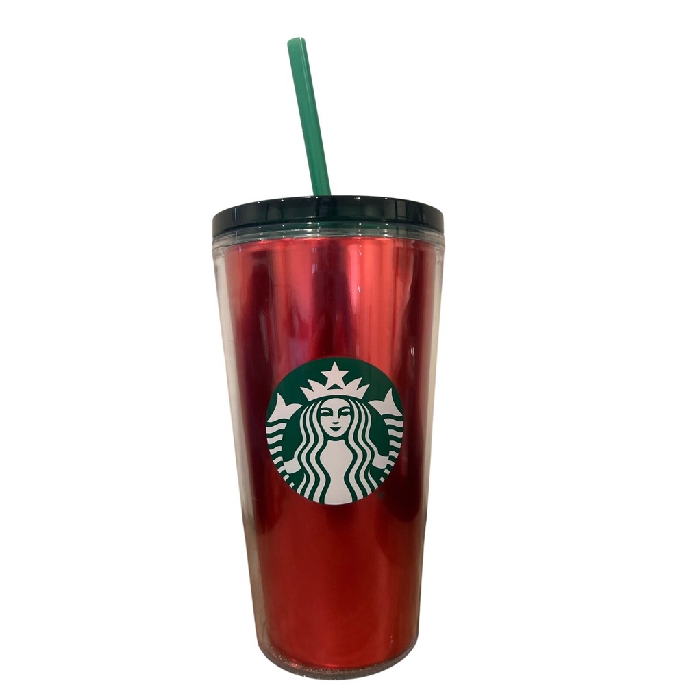 Starbucks 2021 Christmas Red with‎ Green Lid Double Wall Cold Cup Tumbler 16oz